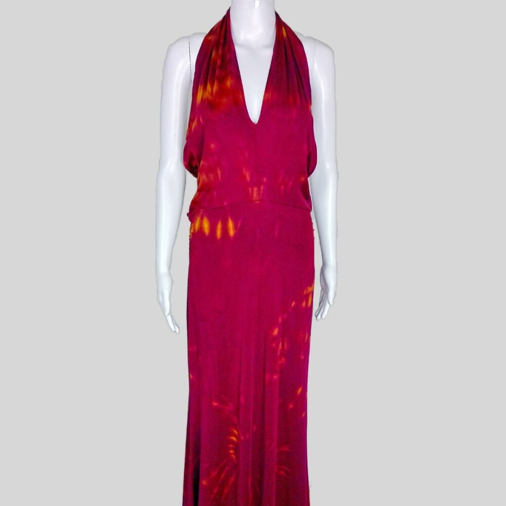 Red Tie Dye upcycled Women's Maxi Dress